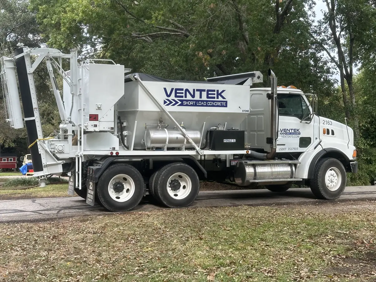 Ventek volumetric concrete mixer truck for large residential and commercial jobs in Dallas-Fort Worth